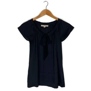 Loft Petite Sz XSP Top Shirt Blouse Lightweight Tie Front Career Business Black